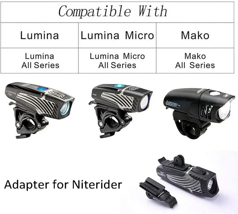 3PACK Bike Light Adapter Mount Compatible with NiteRider Medium, Black