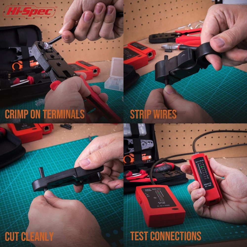 Lightweight Network Cable Tester Set: 9-Piece Crimping & Stripping Solutions