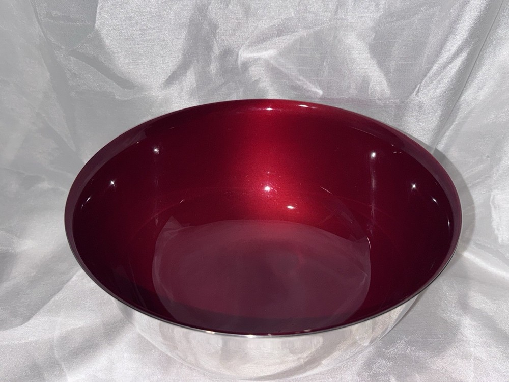 Reed & Barton Red Enamel Silver Plated Bowl - 8 1/3”