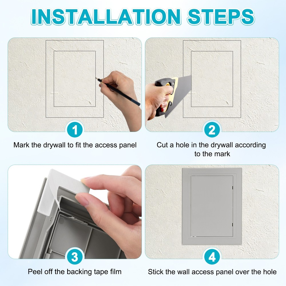 1-Pack Access Panel for Drywall, 5.7x8" Plastic Self Adhesive Cover [Gray]