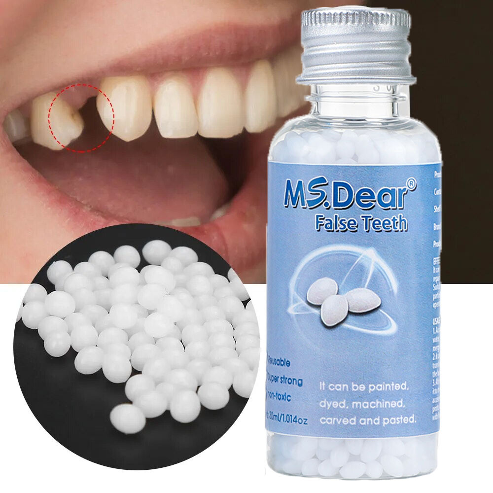 2PCS Tooth Repair Granules Temporary Reusable Moldable False Teeth Fitting Beads