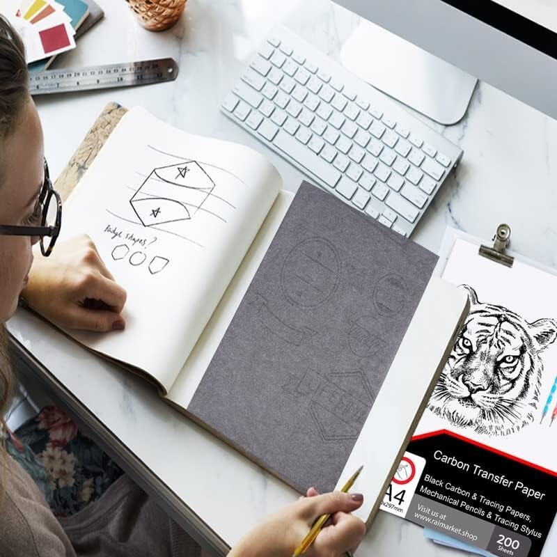 Carbon Paper - 200 Sheets - Tracing On Fabric, Wood & Canvas - Multi-Surface