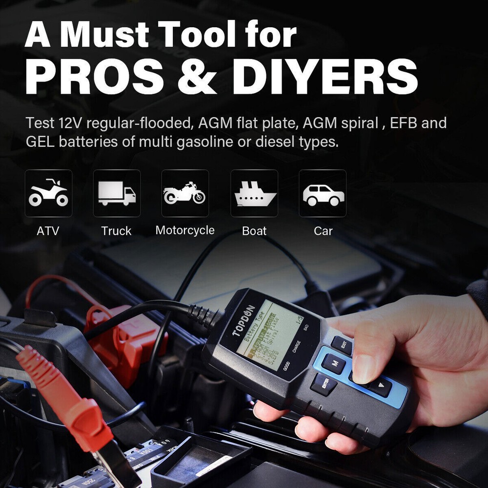 TOPDON BT100 12V Battery Tester Cranking Charging System Auto Load Scanner Tool