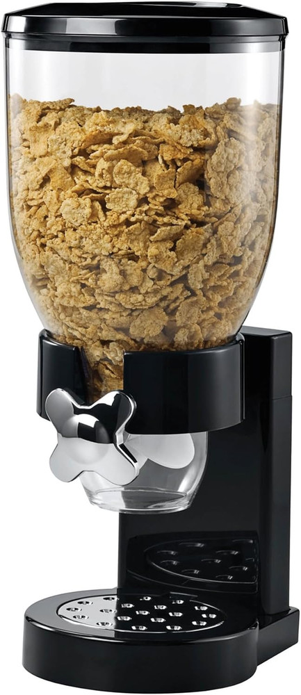 Dry Food Dispenser, Single Control, Black/Chrome
