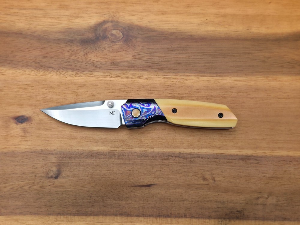 Chad Nell Custom Nevada Jr. Prototype Front and Thumbstud Flipper Knife.