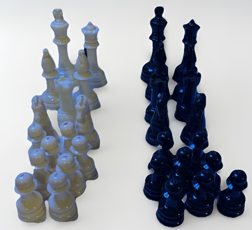 Vintage Chess Pieces Plastic - White and Black