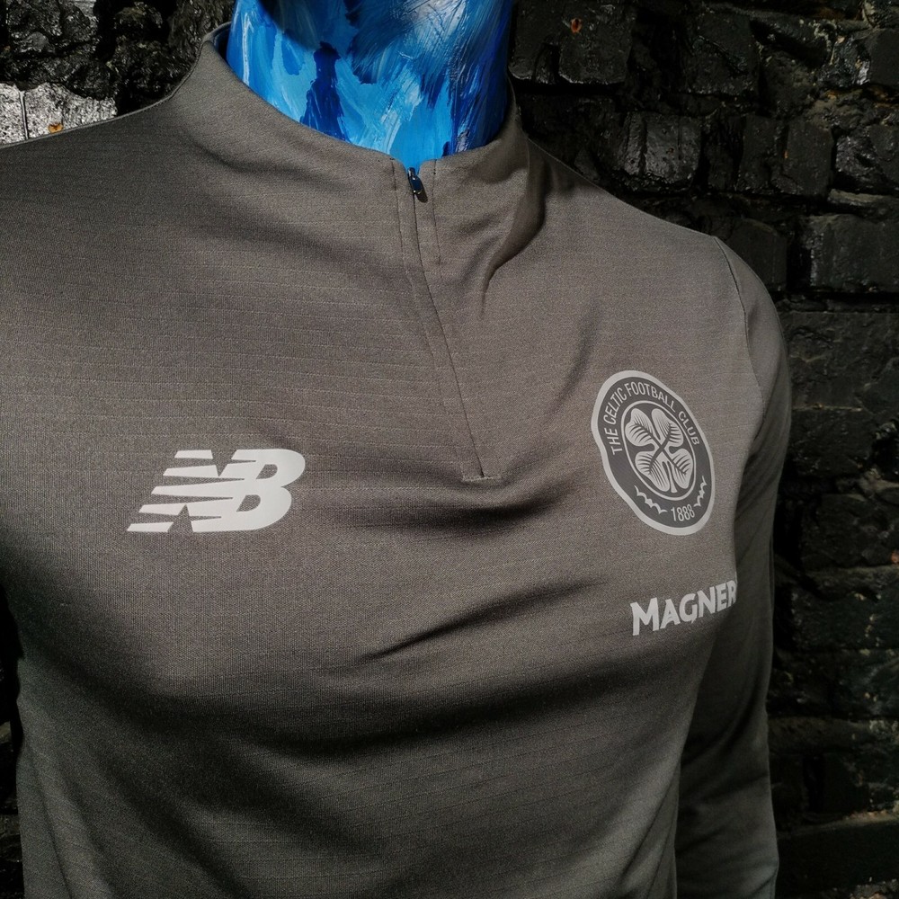 Celtic Training Jacket Long Sleeve Gray New Balance Polyester Mens