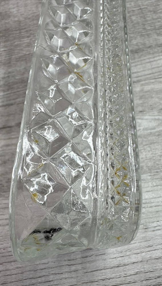 Vintage Unbranded Cut Glass Covered Butter Dish Clear Check Pattern