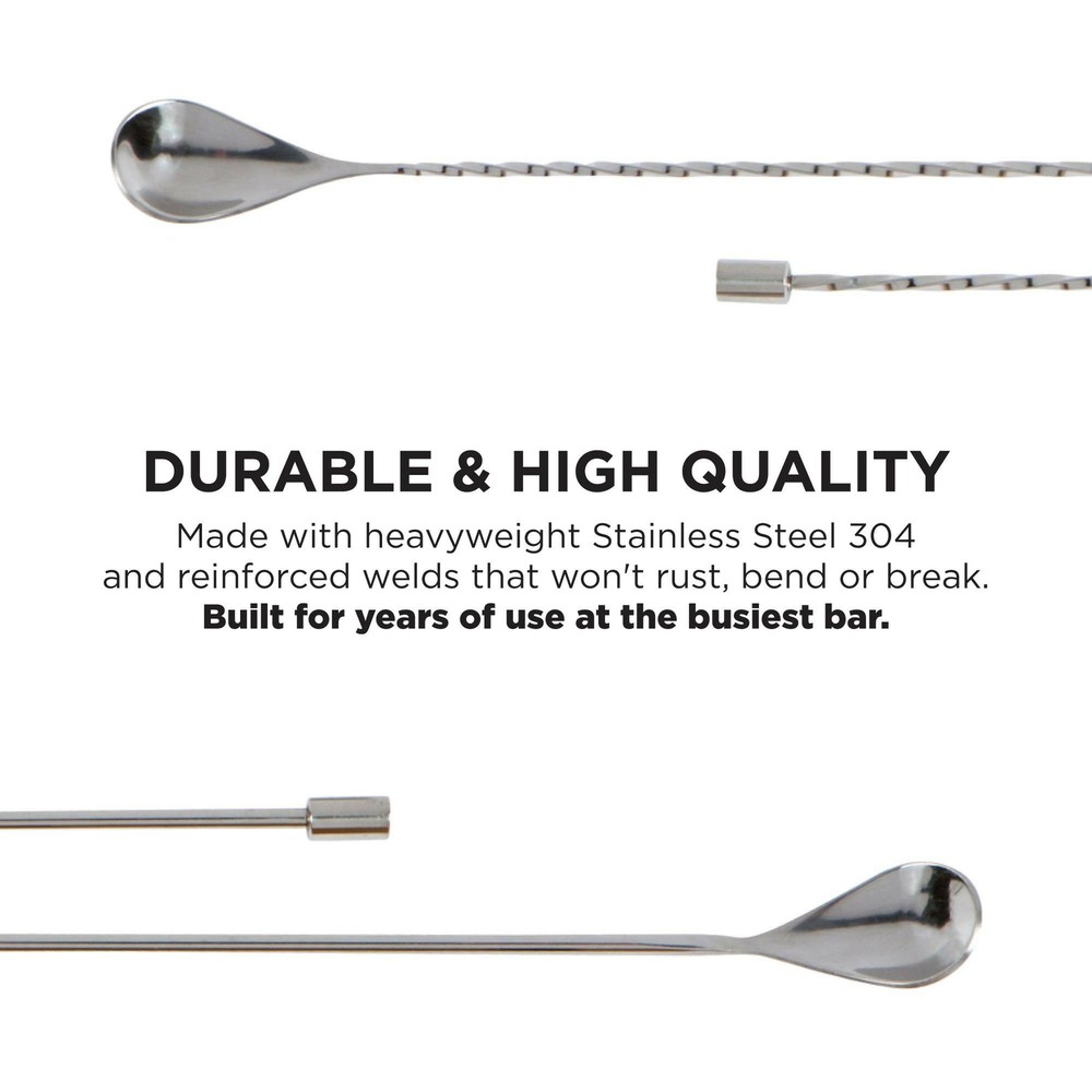 Heavyweight Professional Bar Spoons - 2pc Set (Spiral Handle & Smooth Handle)...