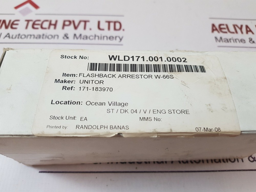 Unitor 183970 flashback arrestor w-66s acetylene