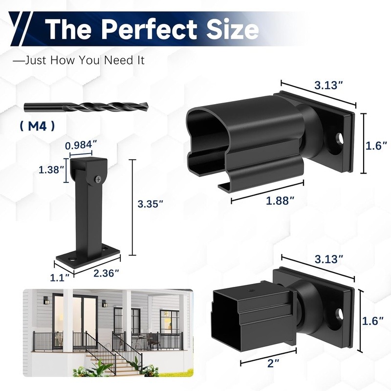 4 Pack Adjustable Aluminum Railing Bracket Connector W/ Installation Drill Kit