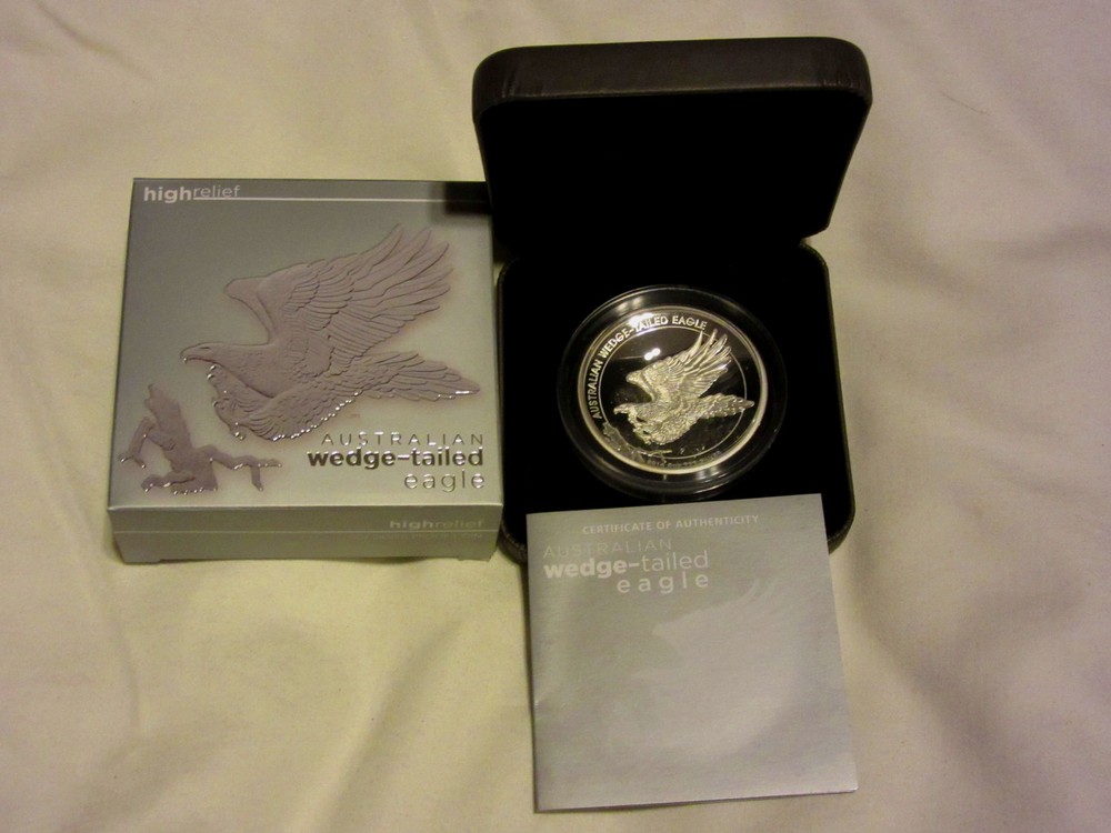 AUSTRALIAN WEDGE-TAILED EAGLE 2014 5OZ SILVER PROOF HIGH RELIEF COIN