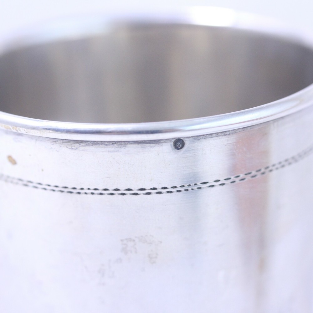 Sterling Kiddush Cup with etched shield design