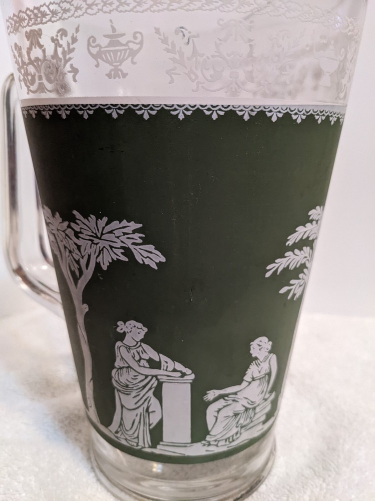 HELLENIC GREEN SERVING PITCHER WITH GREEK GOD DESIGN