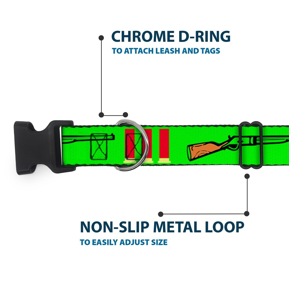 Plastic Clip Collar Shotgun & Shells Green Small 9.5-13"