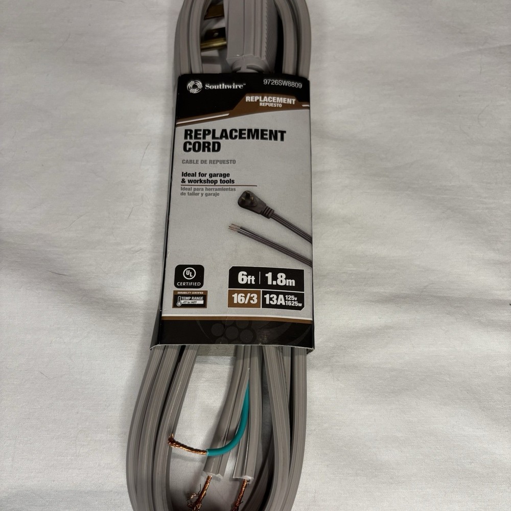 Southwire ~ Coleman Cable 09726 Three Conductor Replacement Power Supply Cord ￼