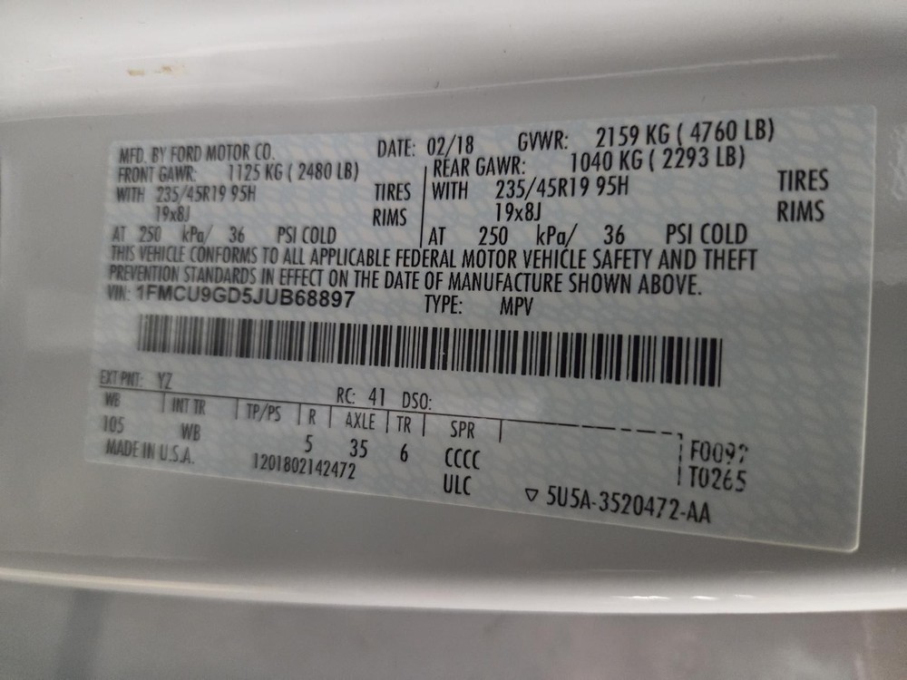 Used A/C Selector Switch fits: 2018 Ford Escape front automatic temperature cont