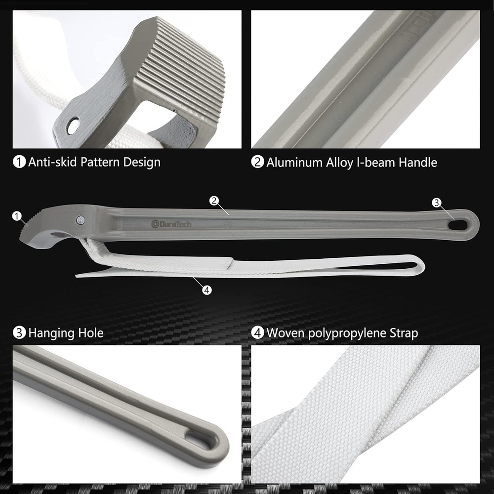 Strap 18" Handle, Adjustable Nylon Strap Pipe Wrenches, Oil Filter Strap Opener