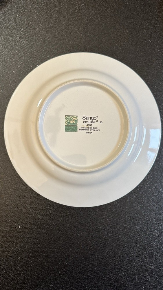 Sango Teal and Cream Decorative Dinner Plates - Vine & Grape Motif