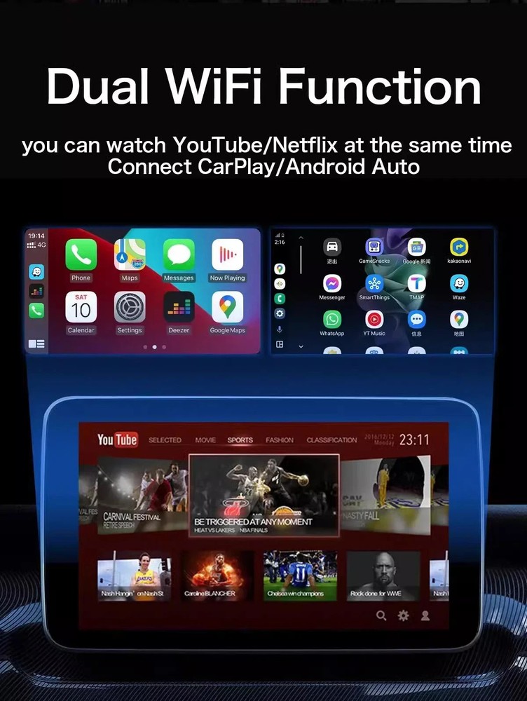 5-in-1 Wireless Car video box Android Auto Adapter with Netflix YouTube