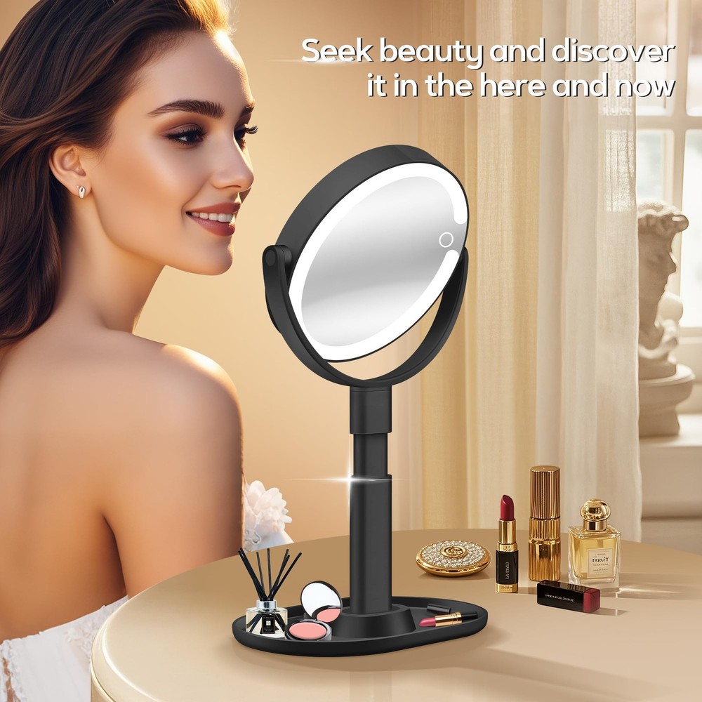 Makeup Mirror with Lights Lighted Magnifying Mirror 30X with 3 Lighting and A...