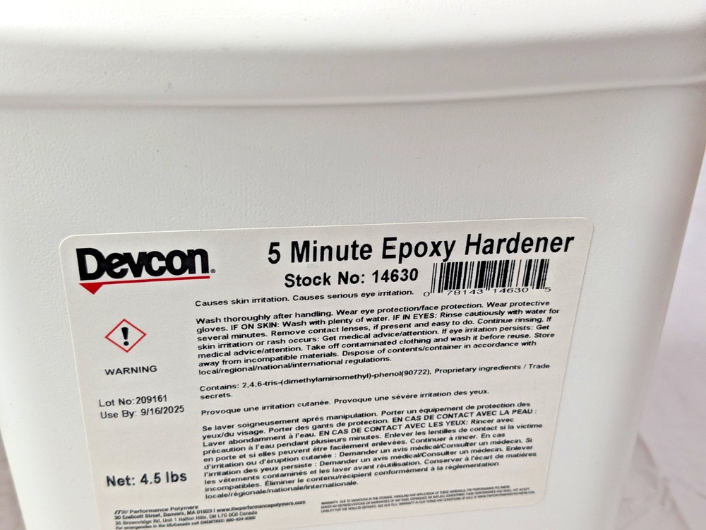 Devcon ITW Performance Polymers 5 Minute Epoxy Kit 9 Lb Container 14630