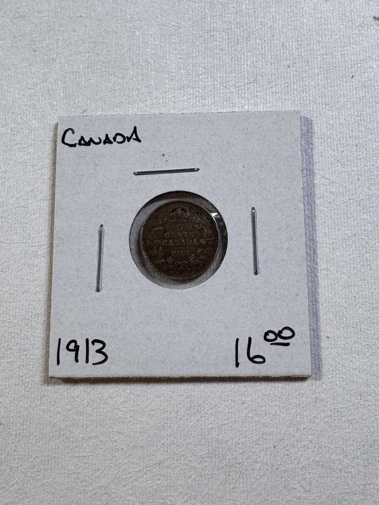1913 Canada 5 Cents Silver Coin
