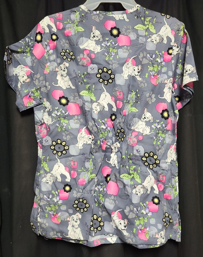 Disney 101 Dalmatians Mock Wrap Scrub Top Small
