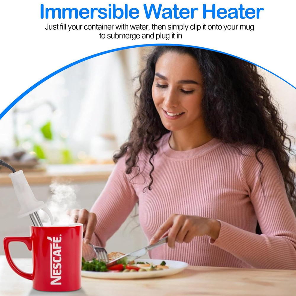 Immersion Water Heater 300W Electric Camping Accessories ，120/240V Dual Voltage