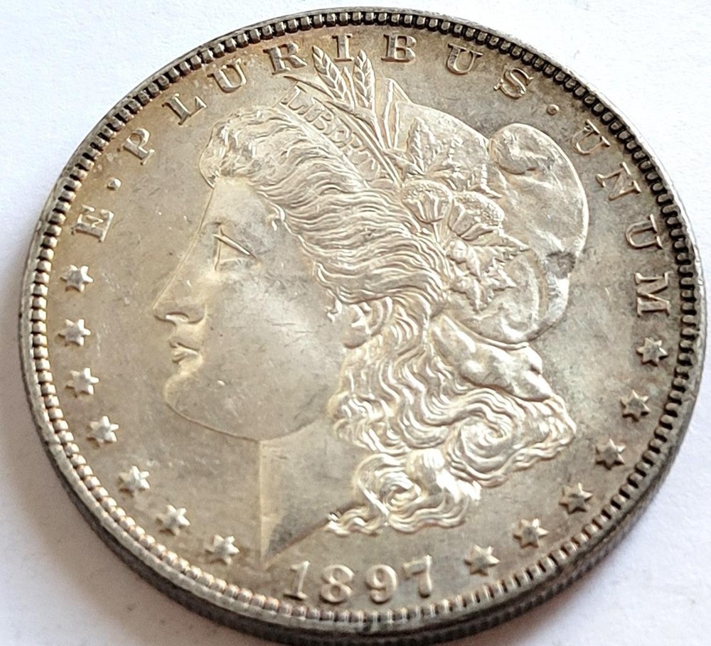 1897 US SILVER MORGAN DOLLAR UNC DETAILS