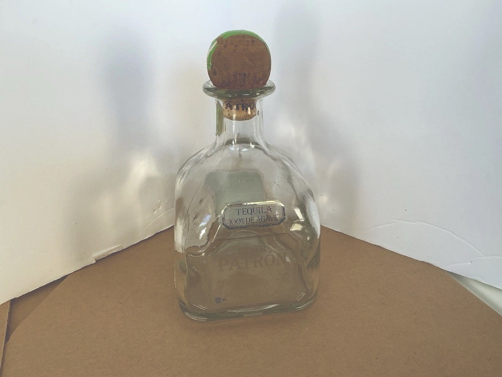 Patron Silver Tequila Bottle With Cork 750 ml Empty