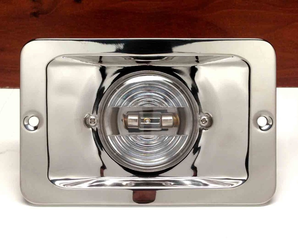 MARINE BOAT STERN LIGHT RECTANGULAR STAINLESS STEEL SPASHPROOF FLUSH MOUNT