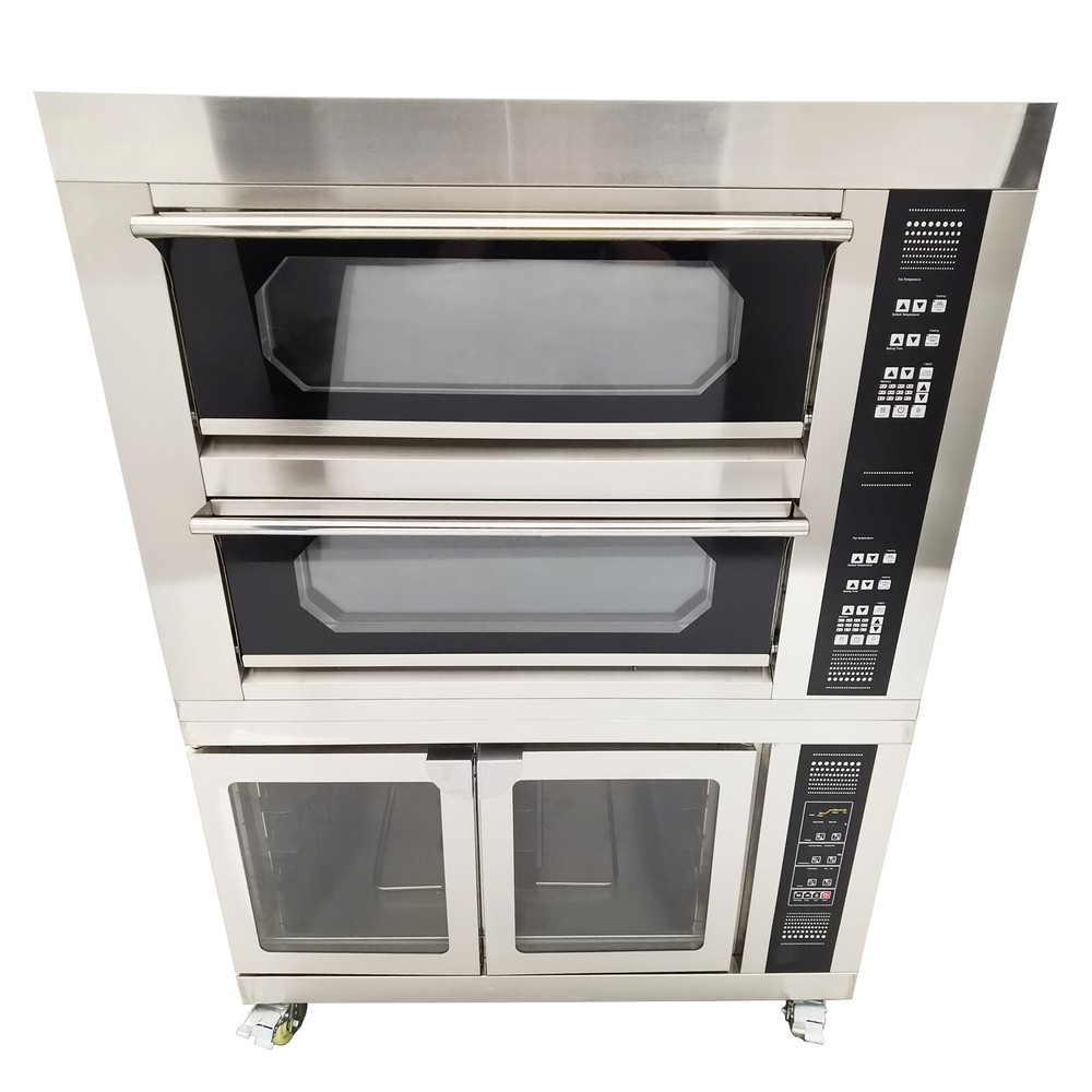 220V Electric Triple Pizza Oven 4 Baking Sheets With Dough Fermentation Machine