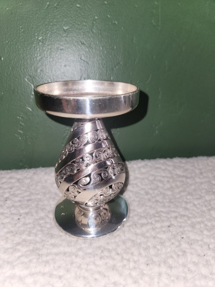 BRIGHTON 5" CANDLE HOLDER SILVER CANDLESTICK SCROLL DESIGN SILVER PLATED