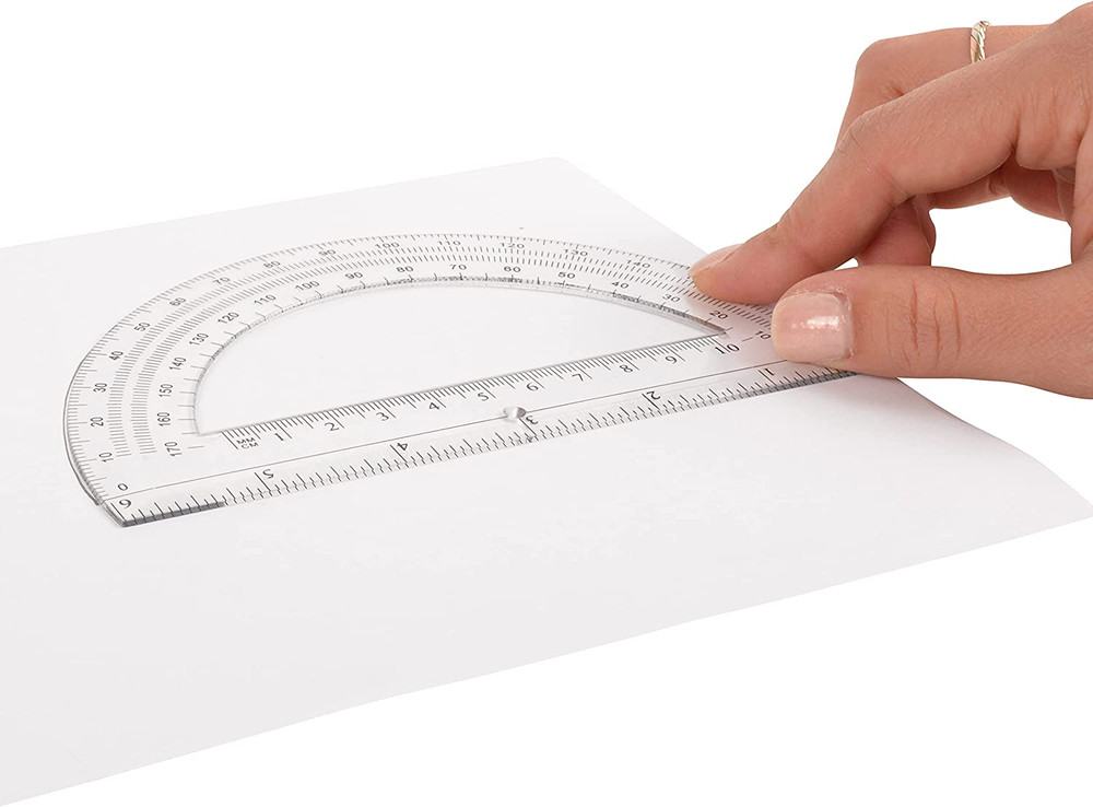 6-Inch Plastic 180 Degree Protractor, Clear