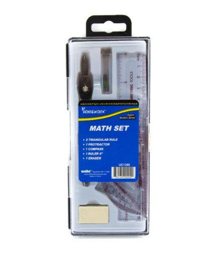 A+ Homework 8 Piece Math Set UC1386 Geometry Kit Compass Protractor Ruler