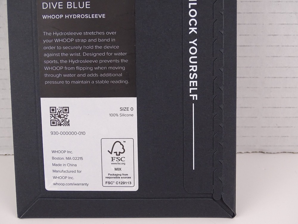 Whoop Hydrosleeve 2 Pack 4.0 Accessory Black / Dive Blue Size 0 New
