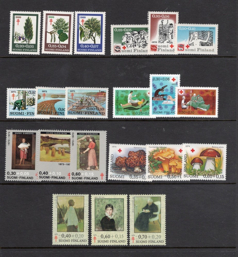 FINLAND MINT NH SEMI POSTAL COLLECTION ALL COMPLETE SETS