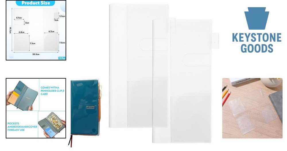 2-Pack Transparent PVC Book Covers for Notebooks & Planners