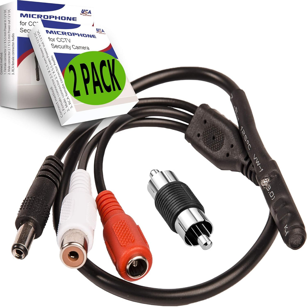 CCTV Microphone 2-Pack – High-Sensitivity Security Audio Mic for DVR, Outdoor Su