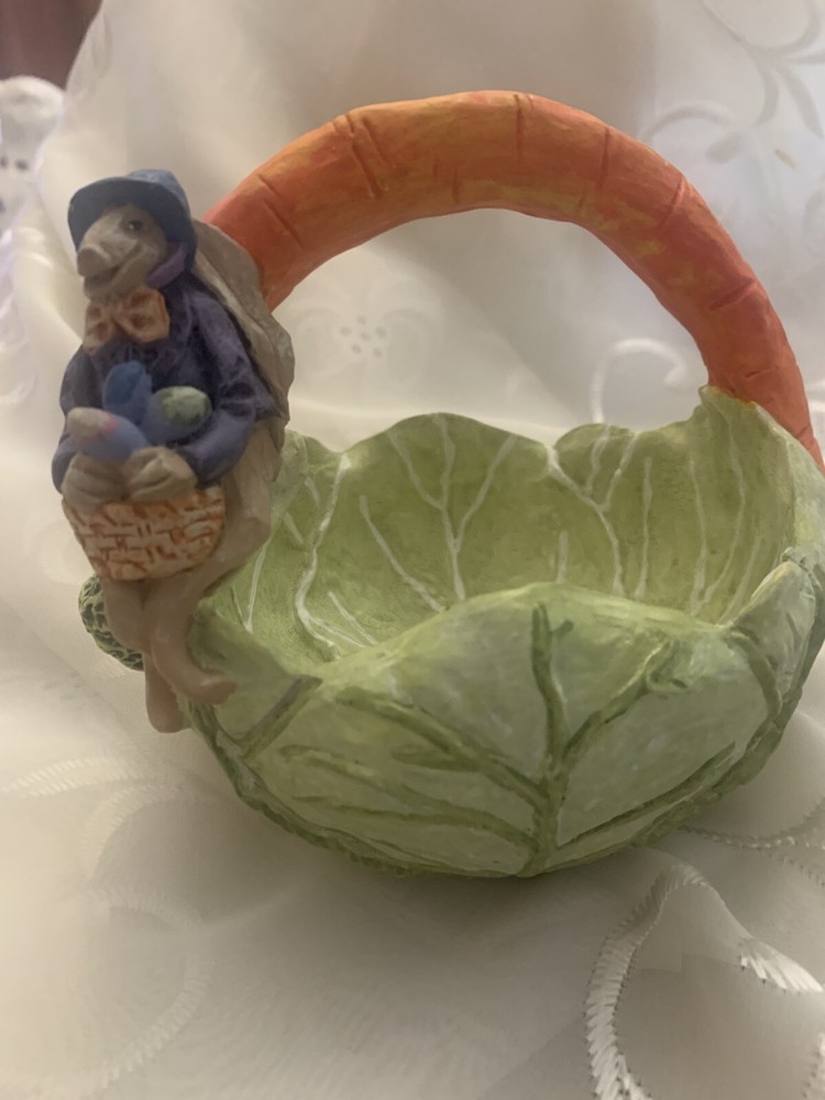 Dept 56 Easter Cabbage Carrot Basket Dish Figurine Bunny Rabbit Candy Festive