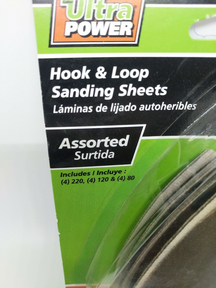Gator - Hook Loop Sanding 12-Sheets Assorted Lot of 3 - Grit 220, 120, 80 4each