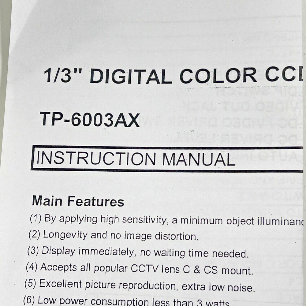 NEW DMA 1/3" DIGITAL CCD COLOR VIDEO CAMERA #TP-6003AX