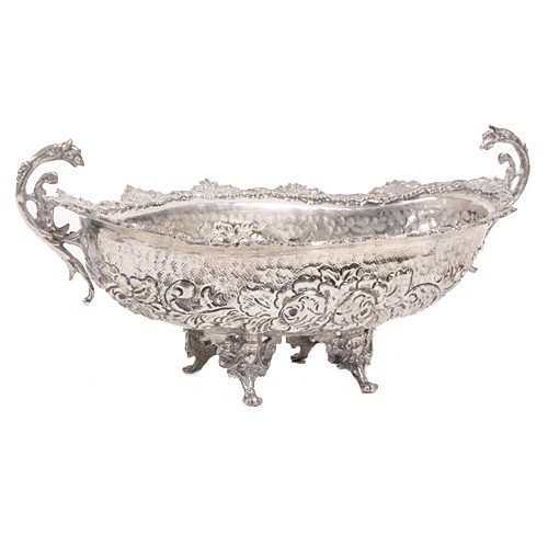 ANTIQUE 800 SILVER FOOTED DISH WITH HANDLES