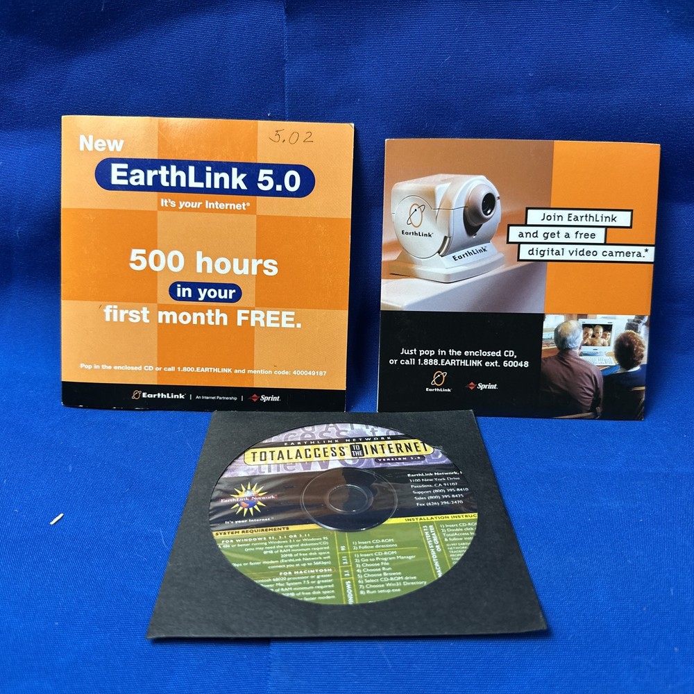 (3) Vintage Earthlink Internet Service Install CD's Discs Software PC Window