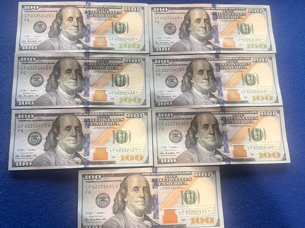 7 2009 A Series 100 Dollar Star Notes Sequential Consecutive #s Crisp Exc Cond