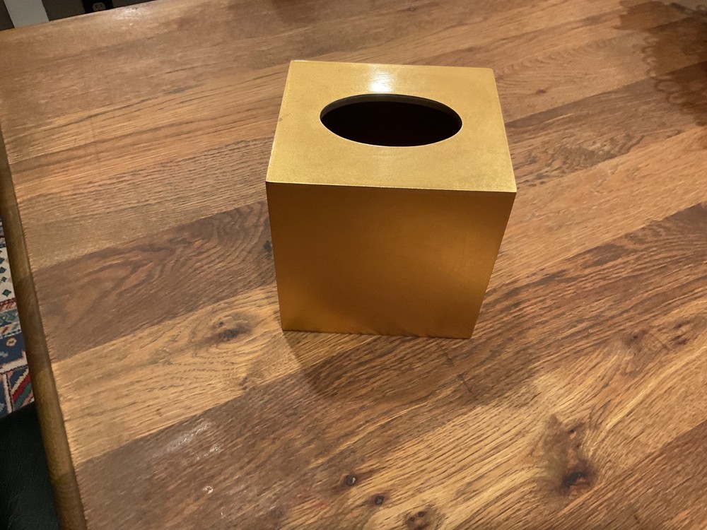 GENUINE GOLD LEAF WOOD SQUARE TISSUE BOX COVER