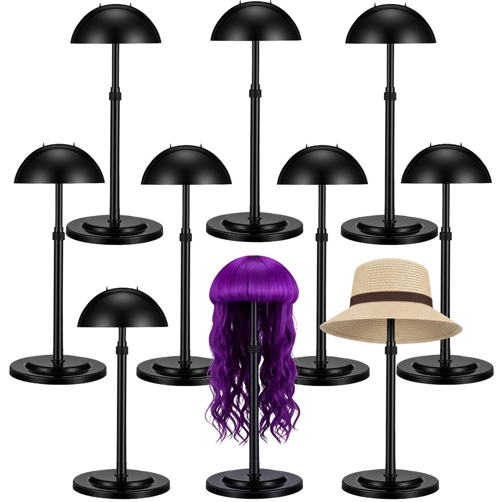 8 PCS Adjustable Wig Stands 9.8"-18.9" Height Plastic Expandable Wig Head Hol