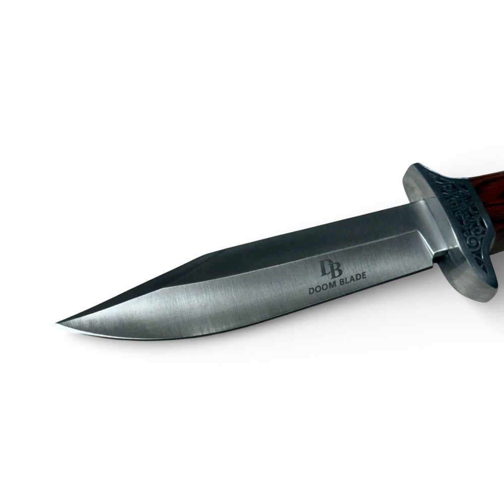 Doom Blade Bowie Knife Fixed Blade 6in Wood Handle Full Tang