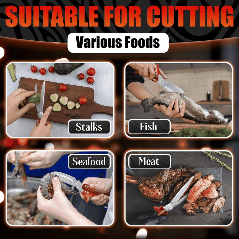 Heavy Duty Poultry Shears – Sharp Chicken Scissors with Non Slip Micro Serrated